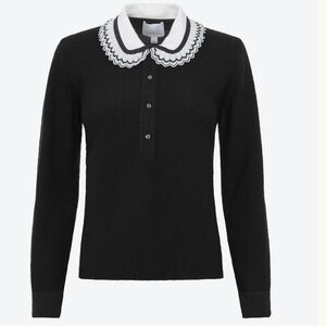 Molli ruffled collar knit shirt sweater top size medium Z401